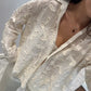Beige Embroidered Petals Shirt
