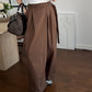 Brown Draped Wrap Gabardine Pants
