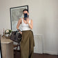 Olive Draped Wrap Gabardine Pants