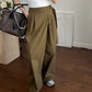 Olive Draped Wrap Gabardine Pants