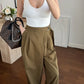 Olive Draped Wrap Gabardine Pants