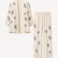Embroidered Beaded Linen Kimono Set