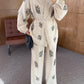 Embroidered Beaded Linen Kimono Set
