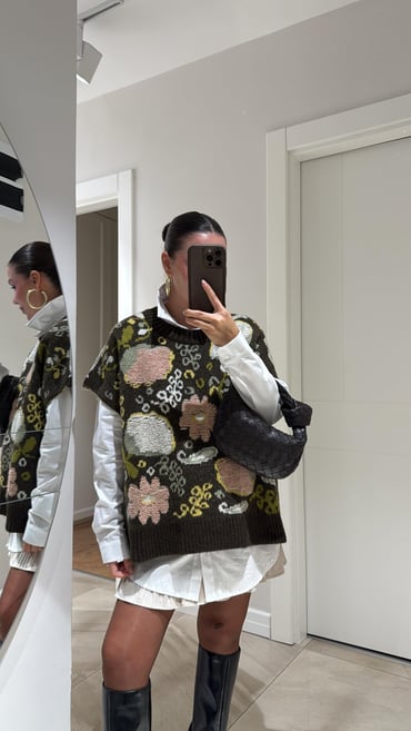 Embroidered Brown Vintage Vest