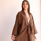 Brown Linen Tie Kimono