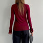 Maroon Basic Top With Golden Buttons