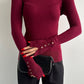 Maroon Basic Top With Golden Buttons