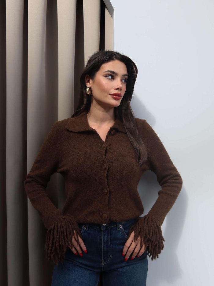 Brown Cardigan With Fringes