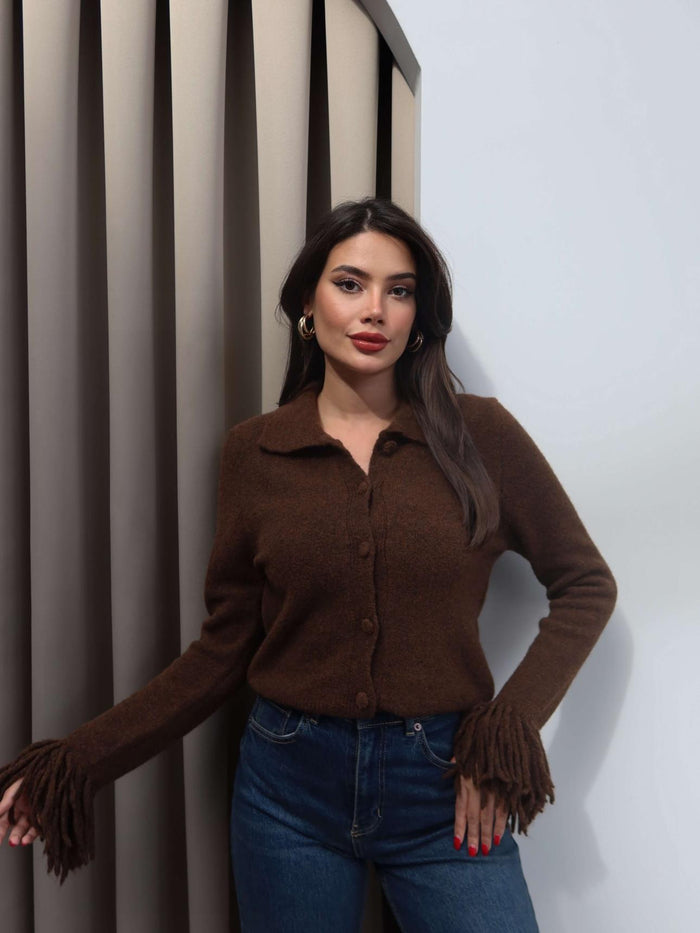 Brown Cardigan With Fringes
