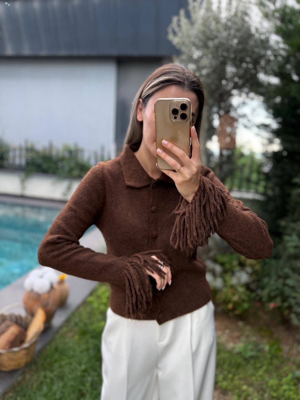 Brown Cardigan With Fringes