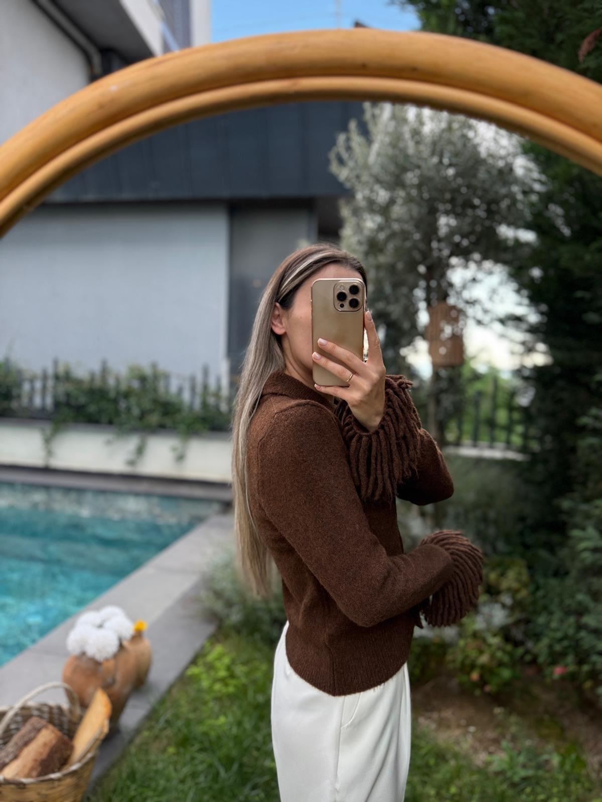 Brown Cardigan With Fringes