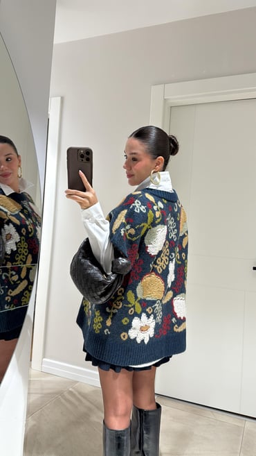 Embroidered Navy Vintage Vest