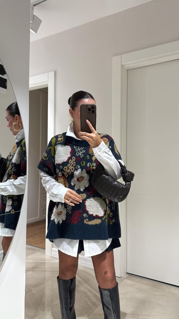 Embroidered Navy Vintage Vest