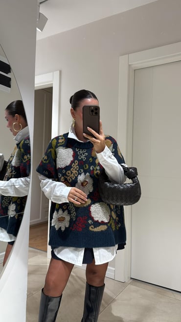 Embroidered Navy Vintage Vest