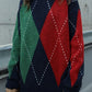 Red X Green Rhombus Navy Pullover