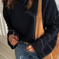 Navy Round Neck Stitch Pullover