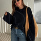Navy Round Neck Stitch Pullover
