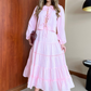 Pink Stripy Flowy Skirt