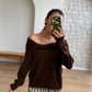Brown Twist Shoulder Pullover