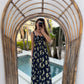 Navy Lemon Dress With A Side Slit