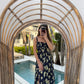 Navy Lemon Dress With A Side Slit