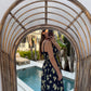 Navy Lemon Dress With A Side Slit