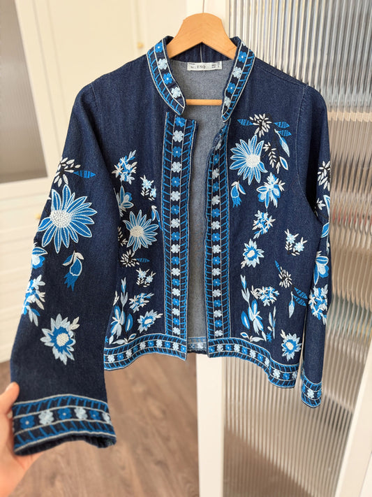 Persian Floral Navy Embroidered Jacket
