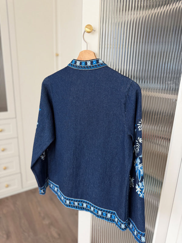 Persian Floral Navy Embroidered Jacket