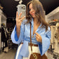Blue Wrap Tie Shirt