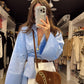 Blue Wrap Tie Shirt