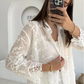 Cotton White Embroidered Floral Shirt With Dantel