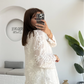Cotton White Embroidered Floral Shirt With Dantel
