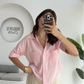 Pink Linen Half Sleeves Shirt
