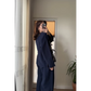 Navy Embroidered Cardigan With Bell Sleeves