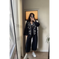 Navy Embroidered Cardigan With Bell Sleeves