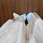 Beige Fringes Embroidered Jacket