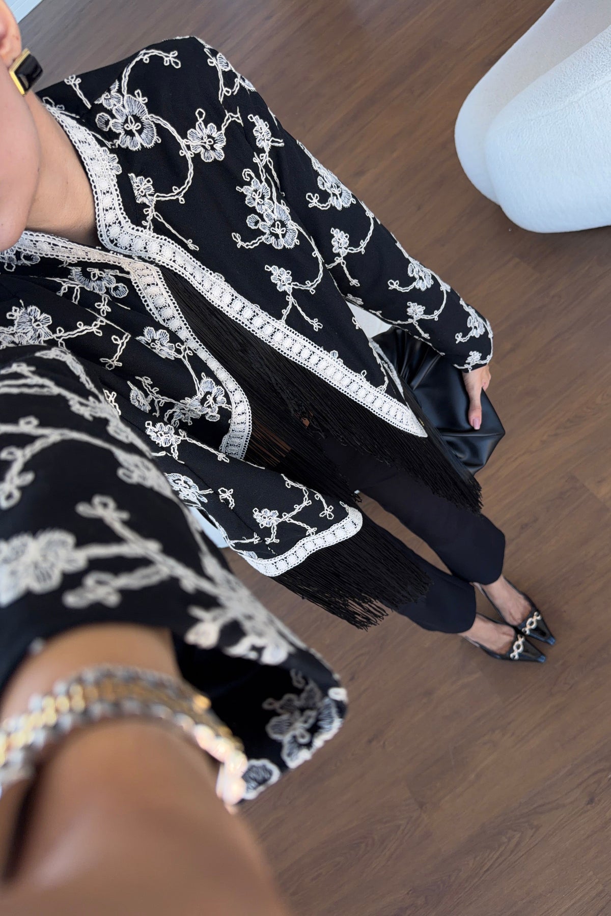 Black Fringes Embroidered Jacket