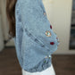 Embellished Floral Sequined Denim Bomber Jacket