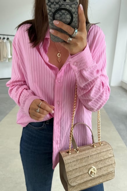 Pink Striped Oversized Shirt