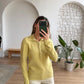 Lime Yellow Polo Pullover With Rhinestone Buttons