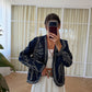 Dark Blue Sequined Denim Jacket