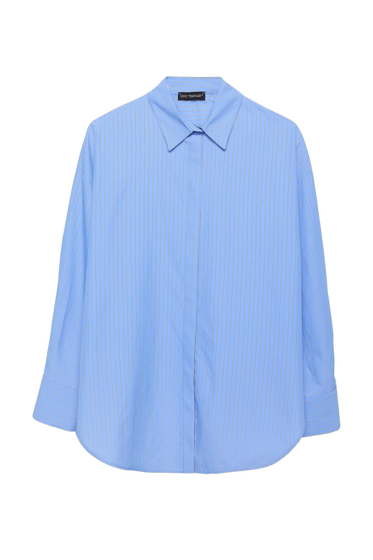 Striped Blue Basic Oversized Shirt