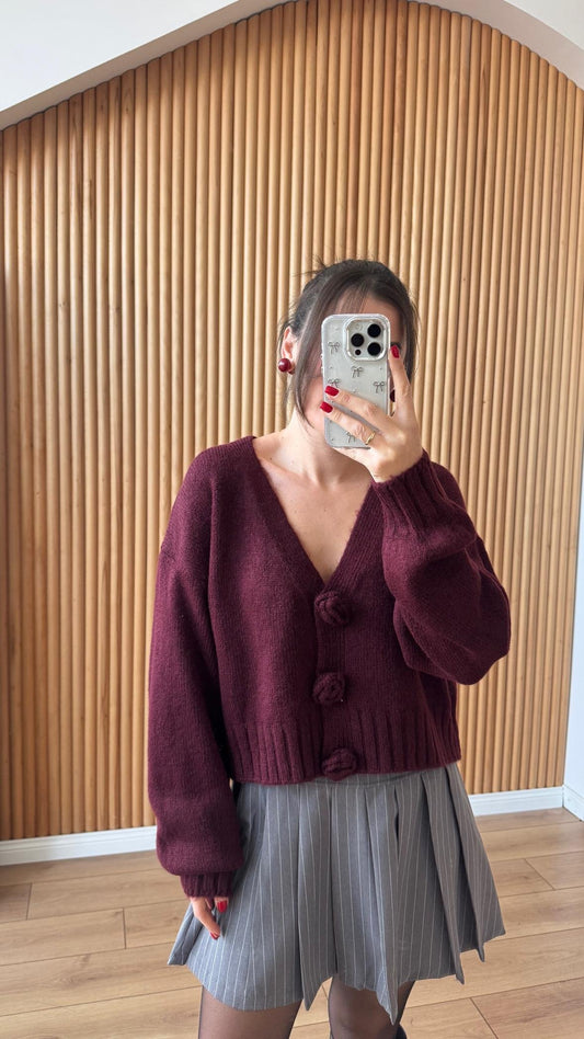 Burgundy Roses Cardigan