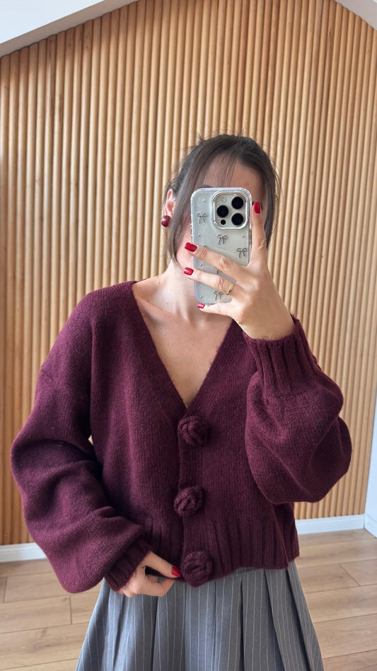 Burgundy Roses Cardigan