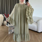 Olive Ruffles Chiffon Dress With Scarf