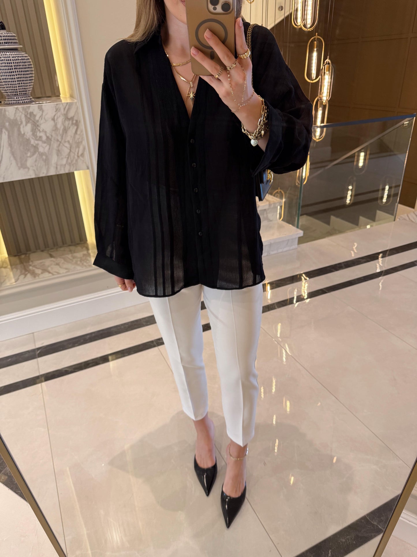 Black Striped Linen Shirt