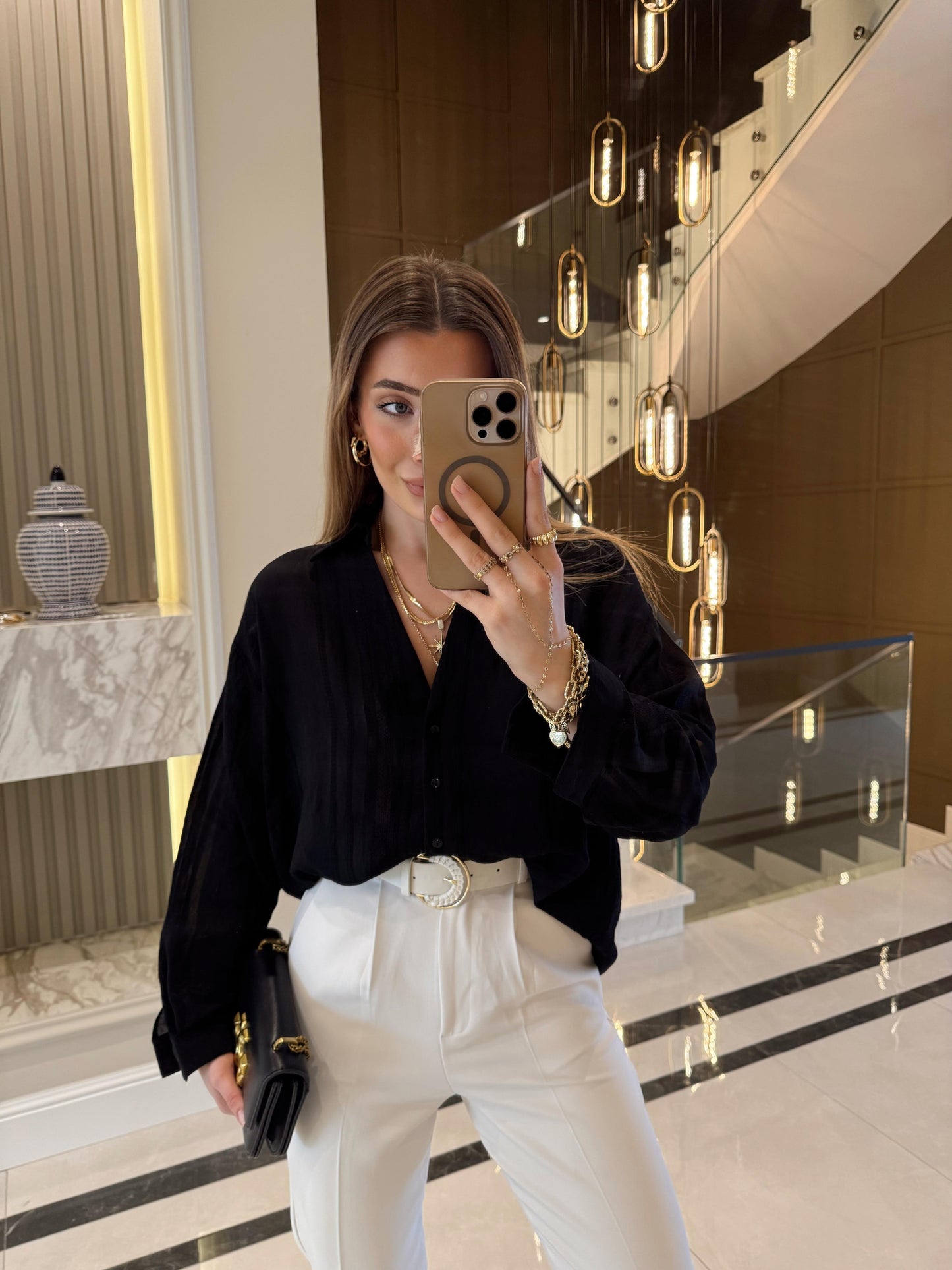 Black Striped Linen Shirt