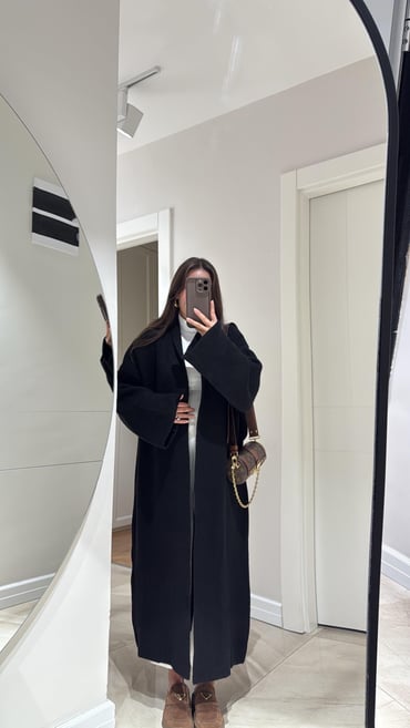 Black Heavy Longline Coat Cardigan