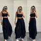 Black Boho Wide Skirt With Tassels