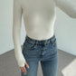 White Basic Cotton Thumb Hole Top
